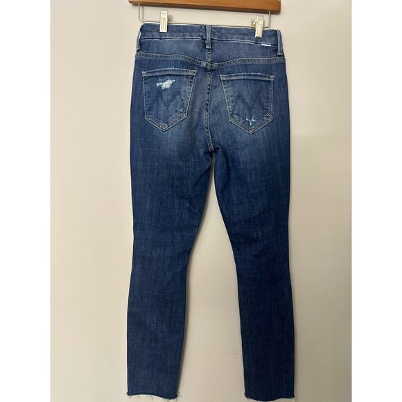 Mother Jeans Looker Ankle Fray Distressed High Waist Skinny Wicked Wildflower 25 - Picture 3 of 7